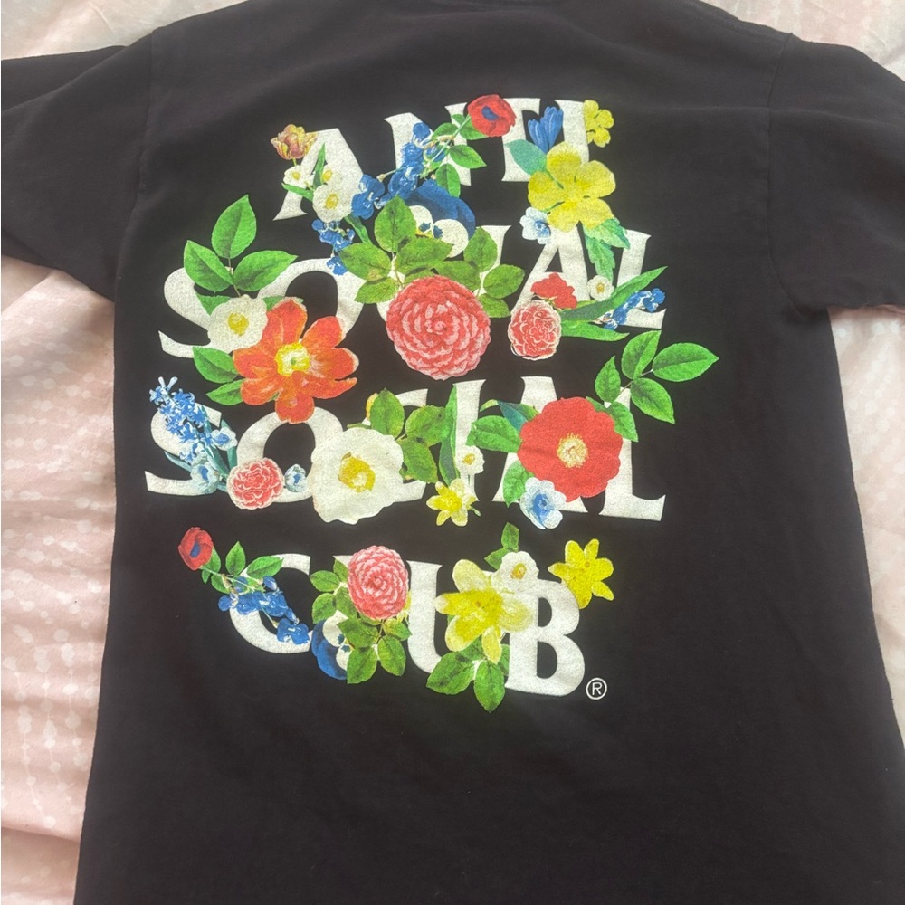 Anti Social Social Club Black Floral Graphic Tee